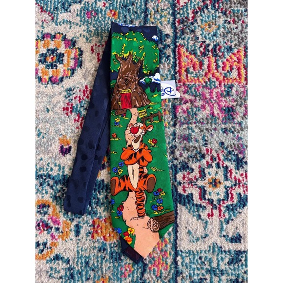 NWT Disney Winnie‎ The Pooh Tigger Silk Tie Vintage 90s Cartoon Business - Picture 1 of 4